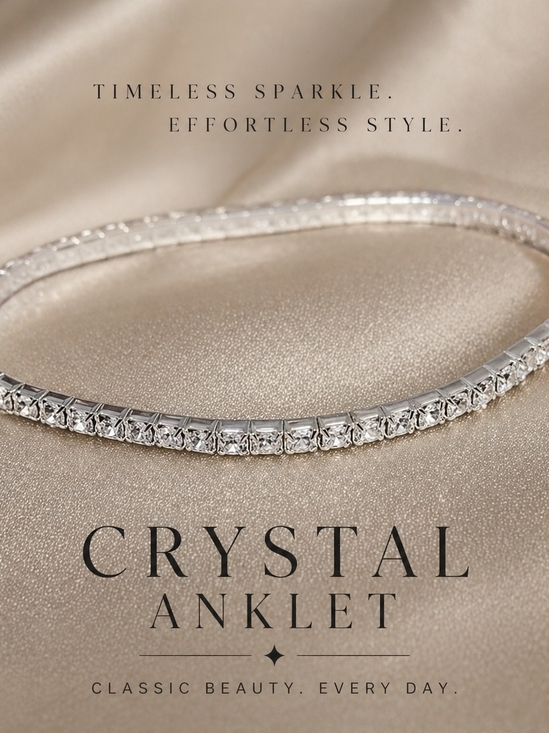 Jewelry - Crystal Anklet in Silver - Timeless Sparkle